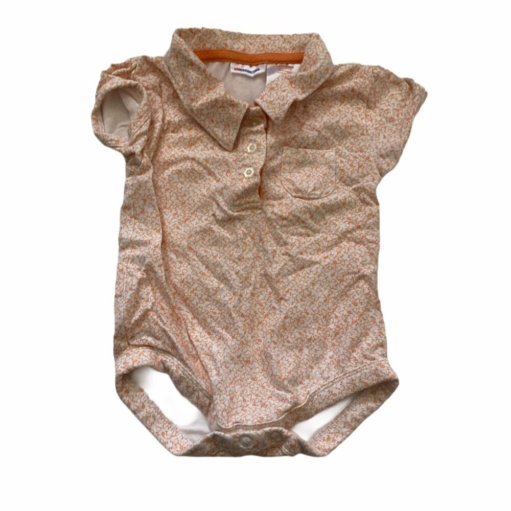 Kid Connection Baby Girl Bodysuit Size 12M‎ Snap Close Floral Orange Smoothie